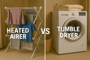 heated airer vs tumble dryer cost comparison uk 2025
