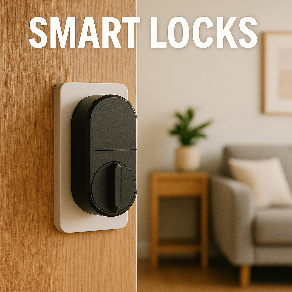 Budget-friendly smart locks installed on UK front doors — fingerprint, keypad, and Bluetooth models