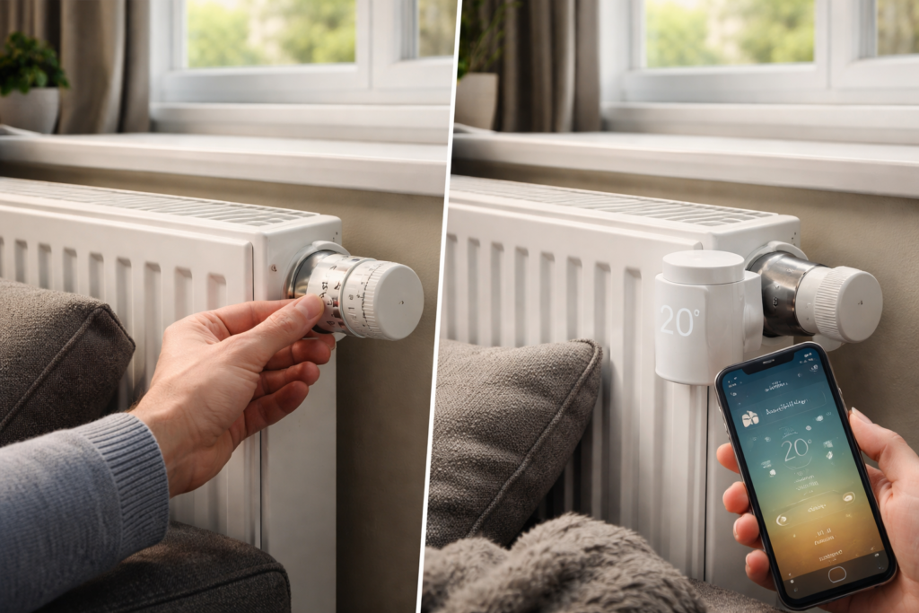 Manual radiator valve vs smart radiator valve in UK home