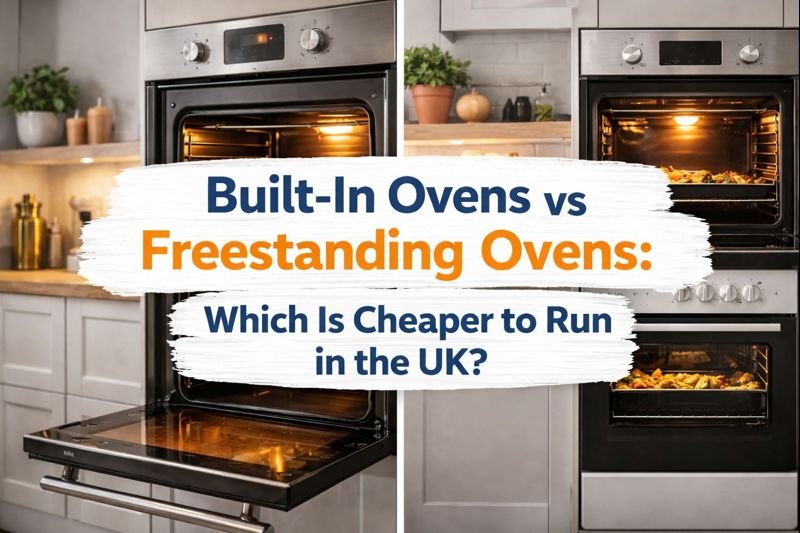 Built-in ovens vs freestanding ovens comparison in a UK kitchen showing which is cheaper to run