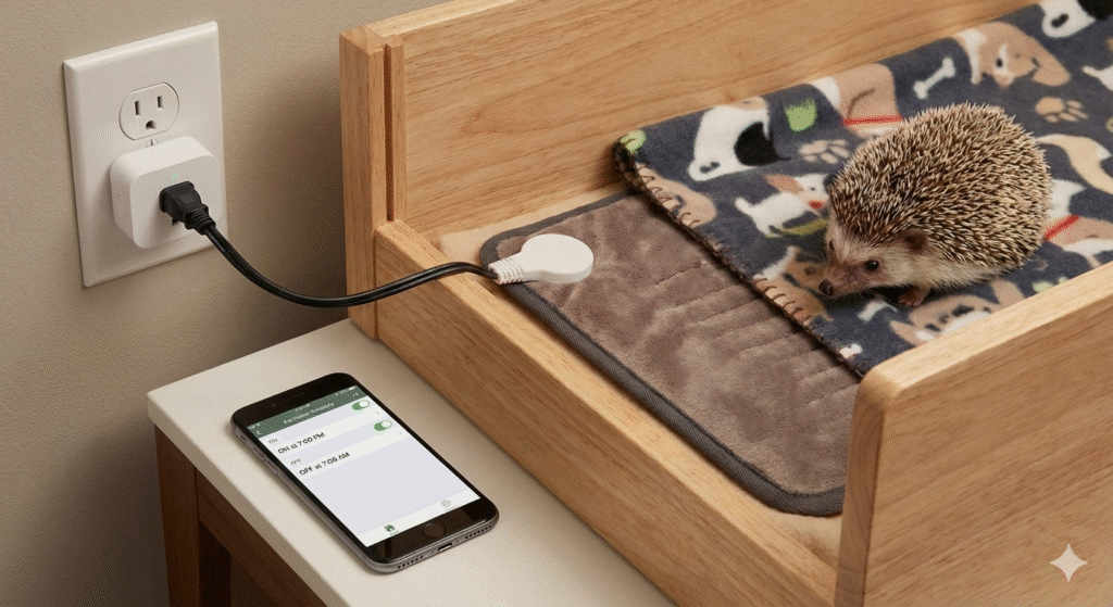 smart plug in wall connected to ehating pad for headgehog