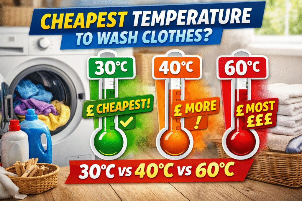 cheapest temperature to wash clothes title and infographic